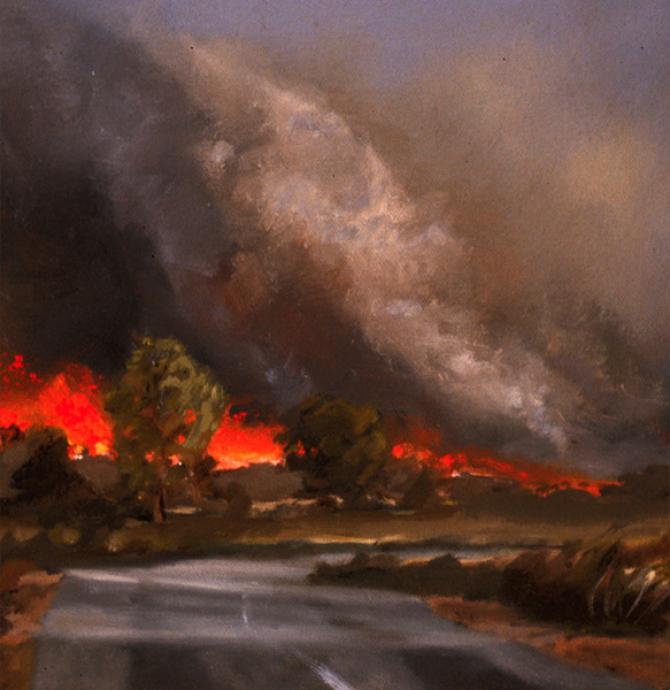 'Forest Fire', oil on canvas, 14x12' 2001; private collection