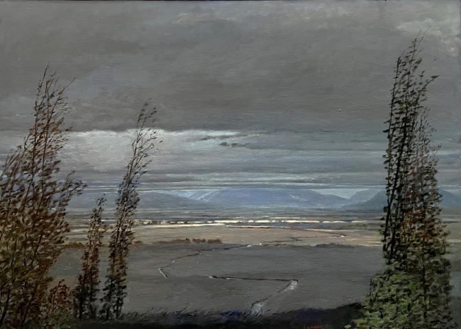 "Across a Mountain Plateau - Anaconda Range", 2026, oil on plywood, 46" x 66"