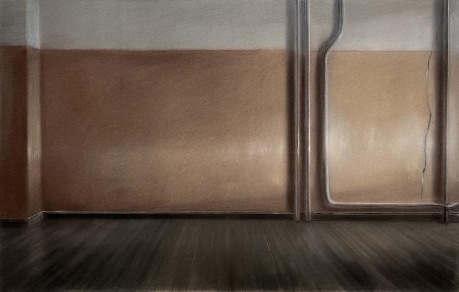 "Loading Dock on Hudson St.",  pastel, 14" x 32" image, 23" x 31.5" framed