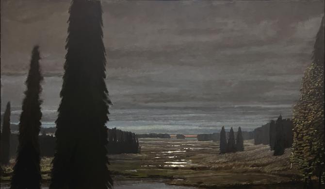 "Mountain Wetlands - Alaska", 2023, oil on canvas, 52" x 90"