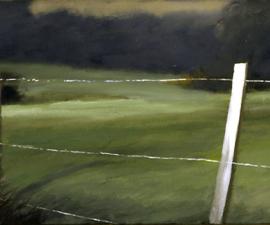 'Fence and Field', 2005, oil on canvas, 14x28', private collection, Los Angles