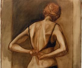 "Model from the Back", 2002, oil on paper, 28 x 28"