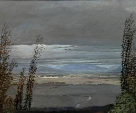 "Across a Mountain Plateau - Anaconda Range", 2026, oil on plywood, 46" x 66"