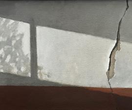 "Storage Room  Wall", 2023, oil on canvas, 16" x 30"