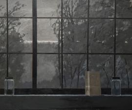 "Studio Evening", 2025, oil on panel, 24" x 36"